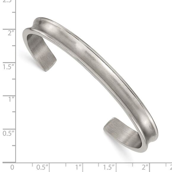 Kazi Luxury Chisel Titanium Brushed with Polished Edge 6.5mm Cuff Bangle - Picture 3 of 4